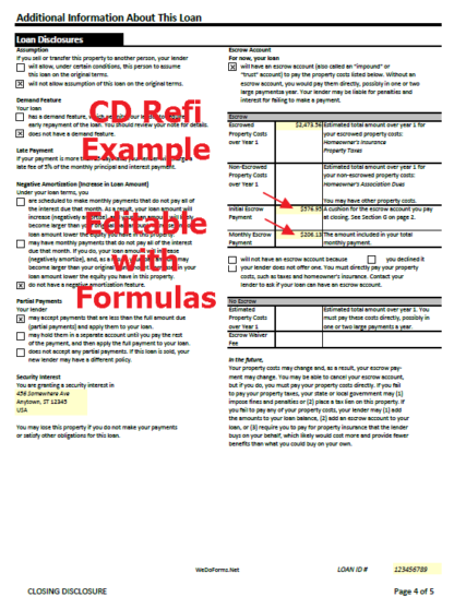 Closing Disclosure Form Refinance Example page 4