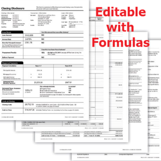 CD Closing Disclosure TRID Form 5 pages with Formulas